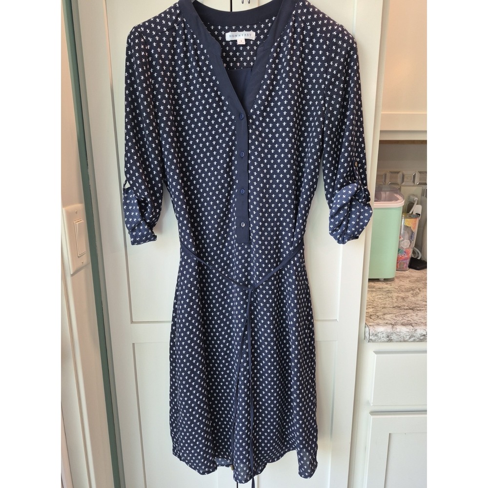 Downeast Dress Sz S Navy Wuth Geometric Pattern